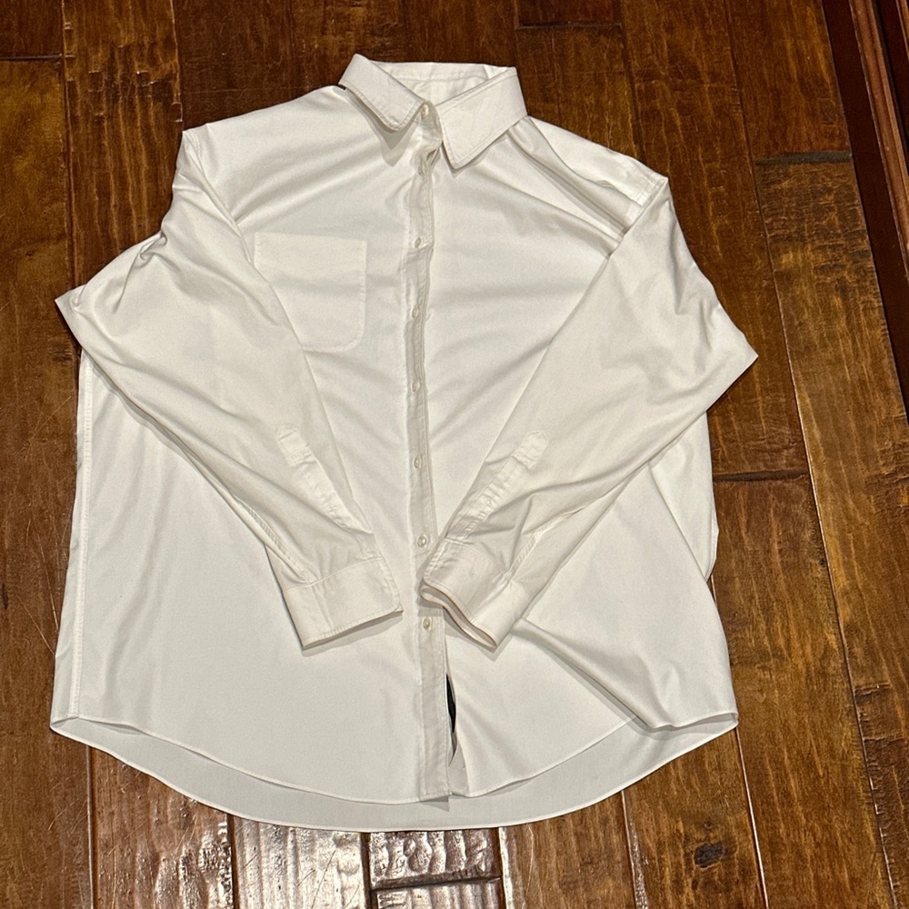 Jos A Bank Traveler Mens White Button Front Shirt Size 17 1/2 - 34 Tailored Fit